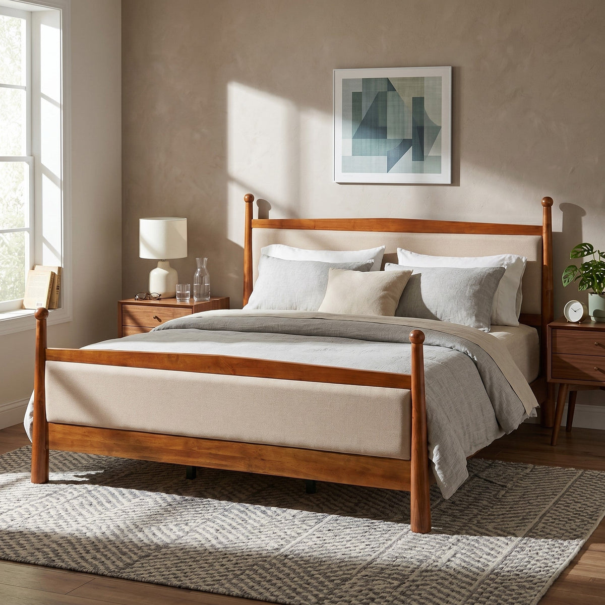 King Size Upholstered Platform Bed Frame, photo 3 of 10