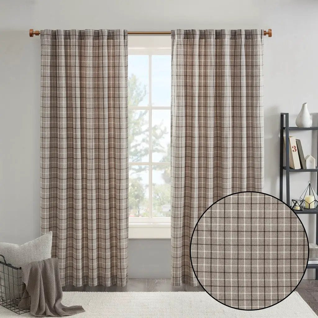 Plaid Rod Pocket and Back Tab Curtain Panel with Fleece Lining by HouseOfZazla