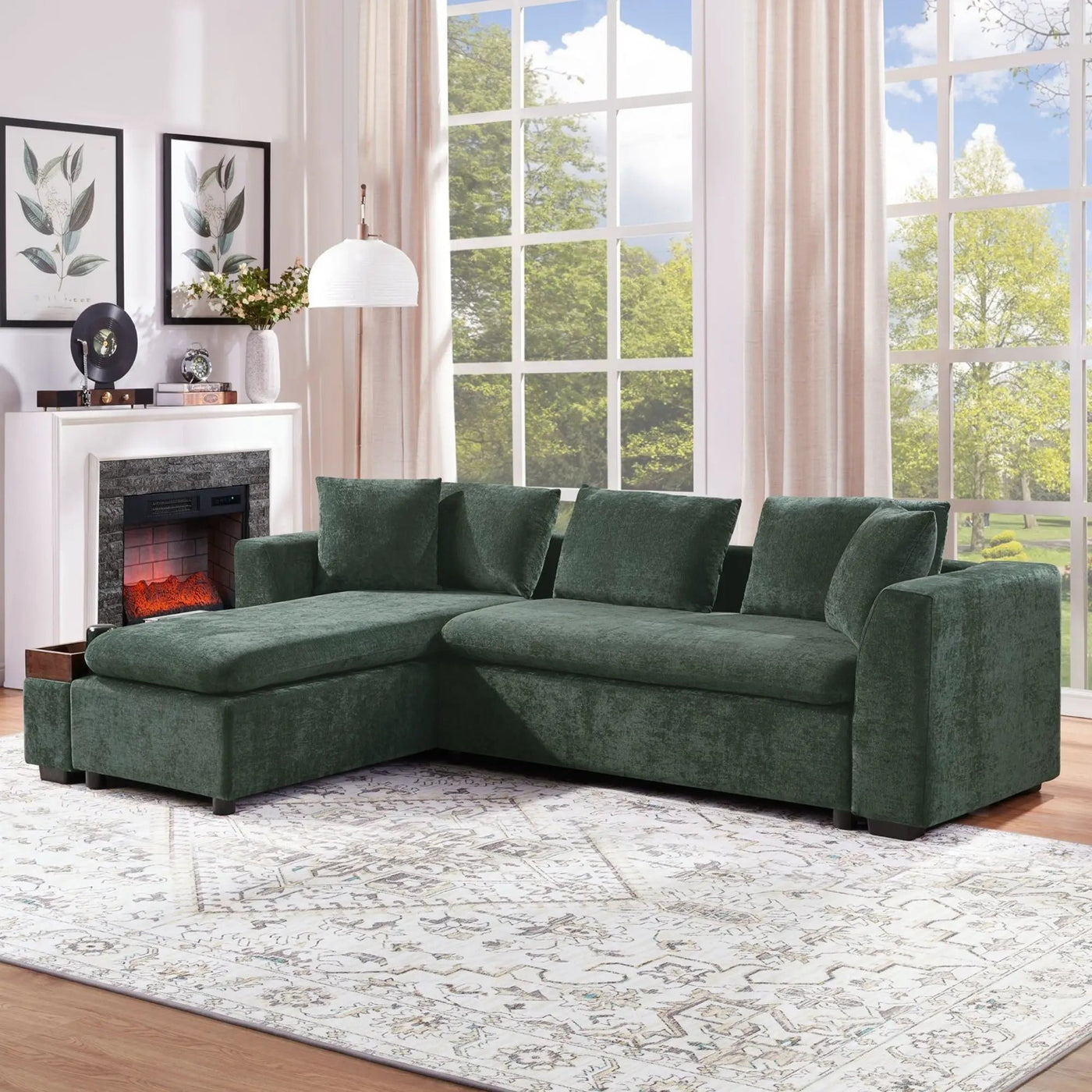 Modern L Shaped Sectional Sofa With Upholstery And Wooden Storage by Unique Piece Furniture