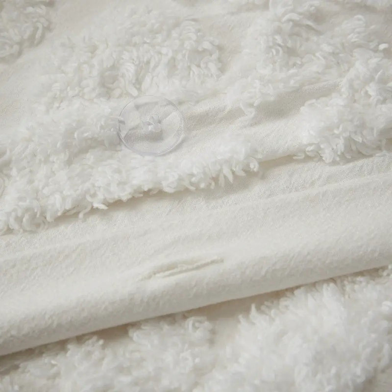 King/Cal King 3 Piece Tufted Cotton Chenille Damask Duvet Cover Set by HouseOfZazla