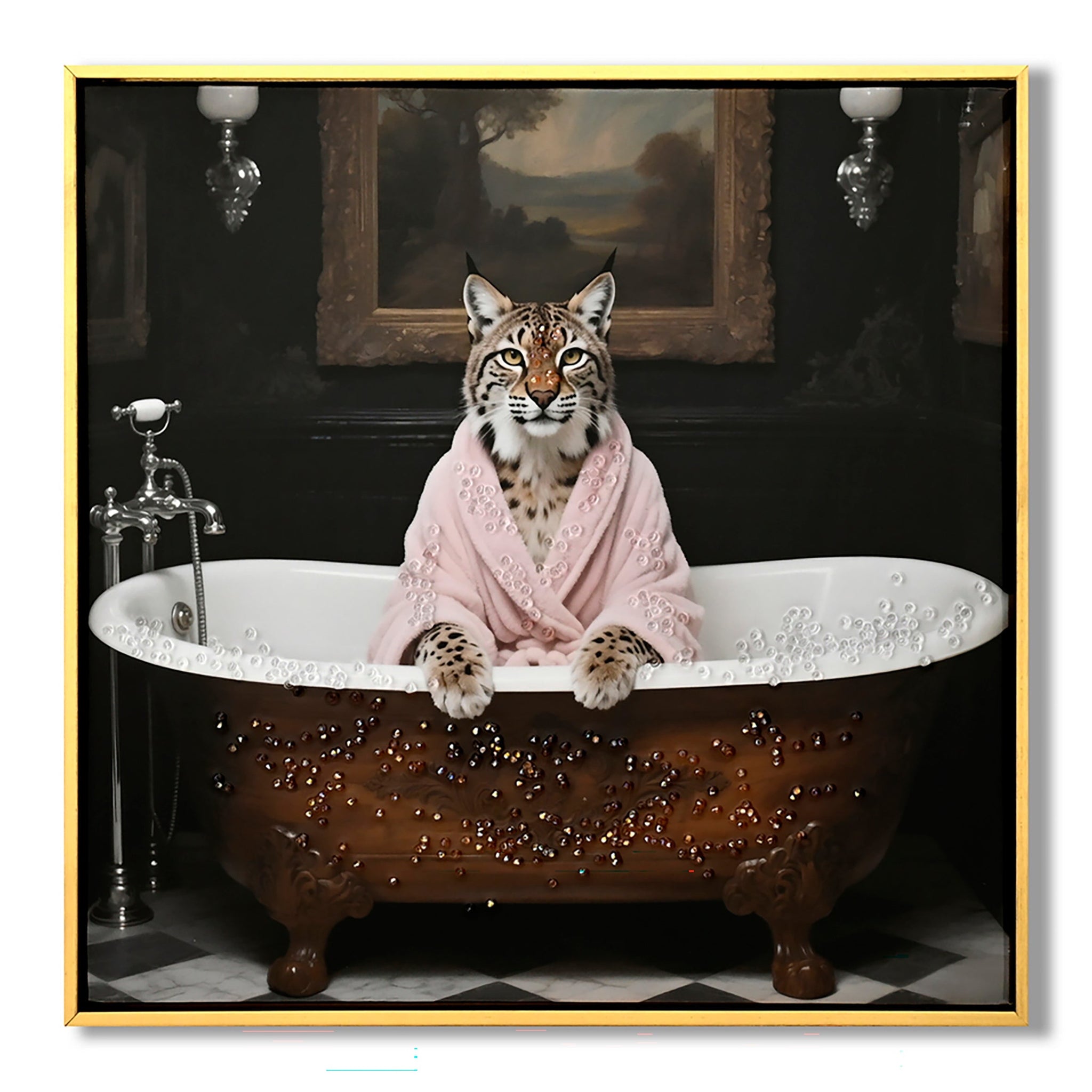 Tiger in Bathtub Wall Art Print Poster by HouseOfZazla