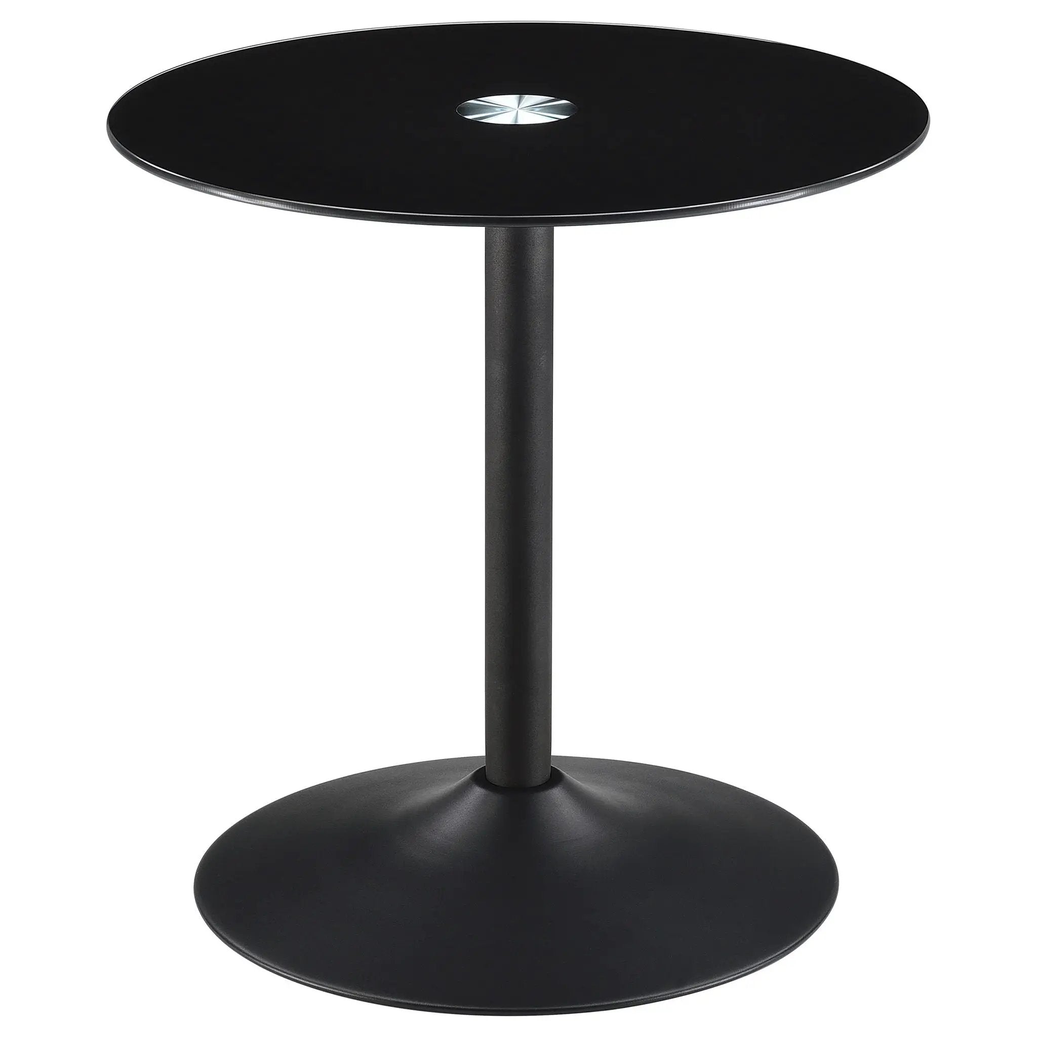 Ganso Round Metal End Table With Tempered Glass Top Black by Unique Piece Furniture