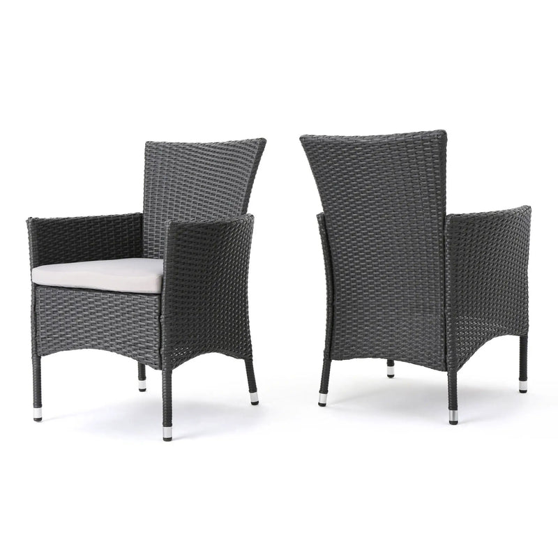 Dimensional Outdoor Dining Chair With Cushion Seat And Iron Frame (Set of 2) by HouseOfZazla