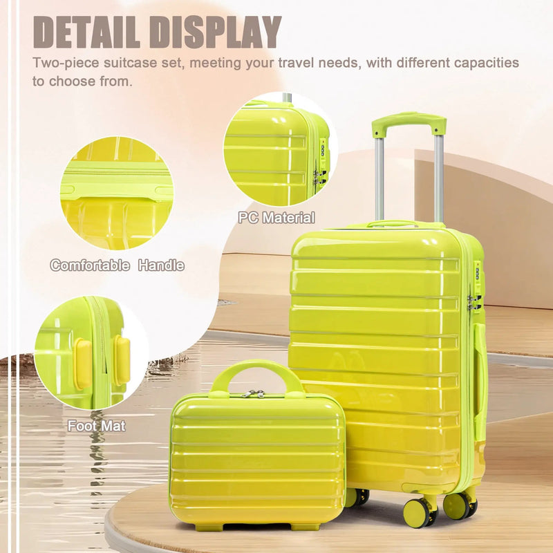14'/20' 2-Piece PC Spinner Wheel Luggage Set with Gradient Color and Lock by HouseOfZazla