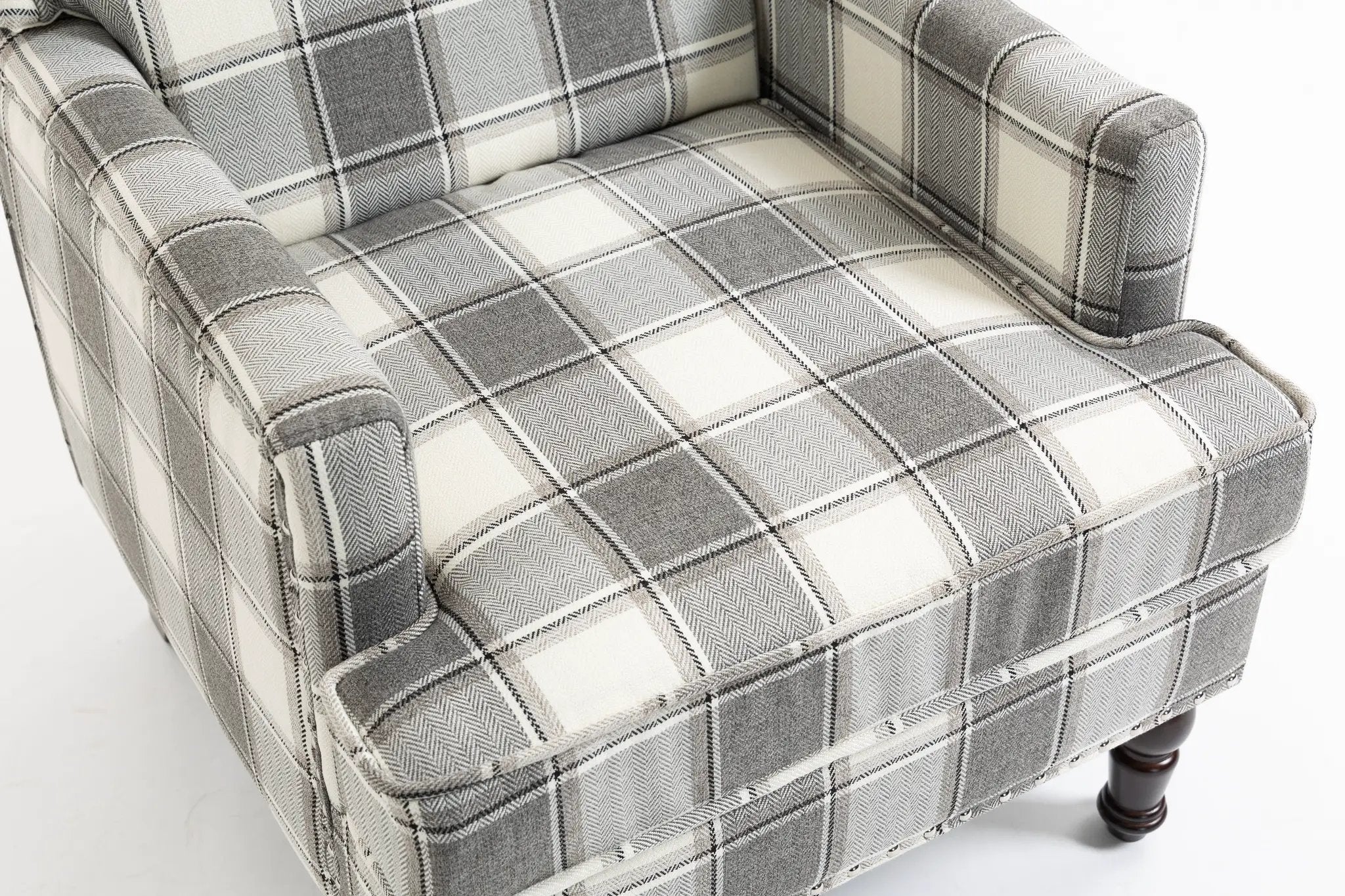 Upholstered Accent Chair, Vintage Armchair with Solid Wood Legs by HouseOfZazla