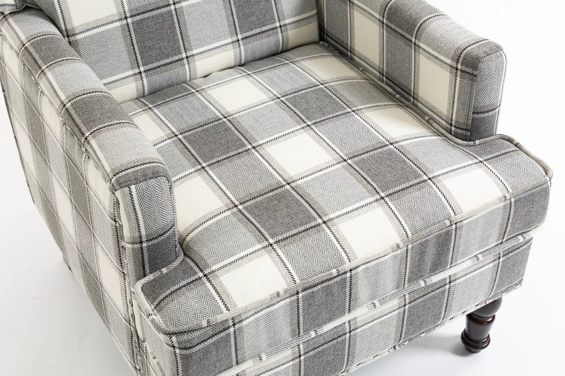 Upholstered Accent Chair, Vintage Armchair with Solid Wood Legs by HouseOfZazla