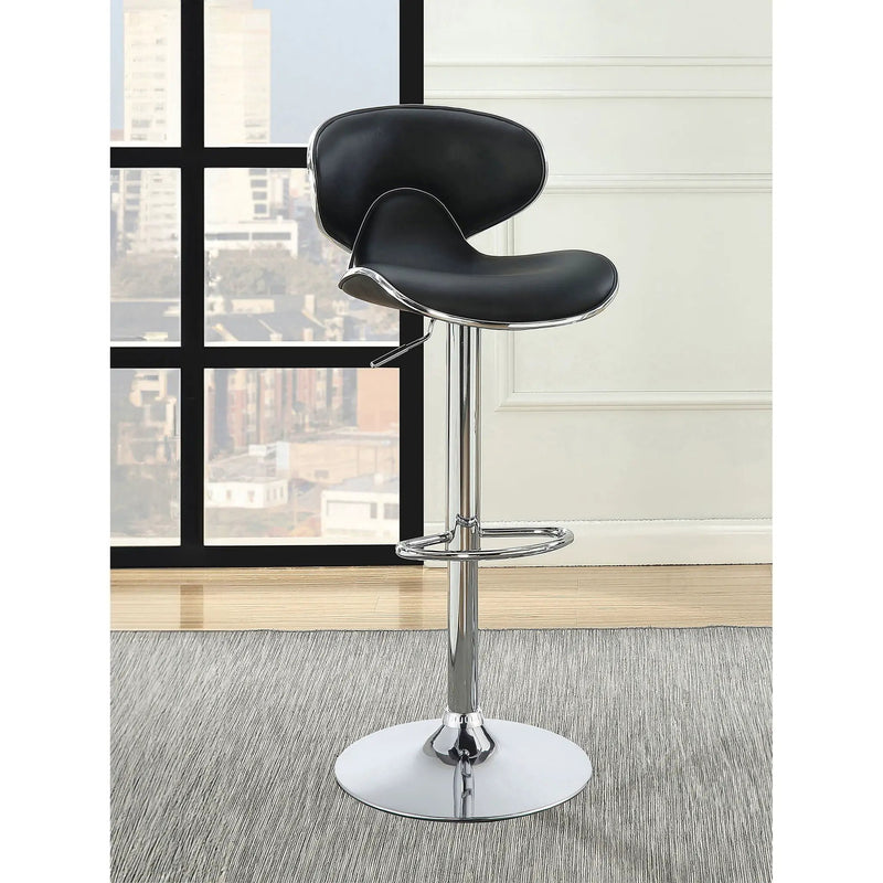 Bar Stool With Curved Design, Height Adjustable & Swivel Base (Set of 2) - Black by HouseOfZazla