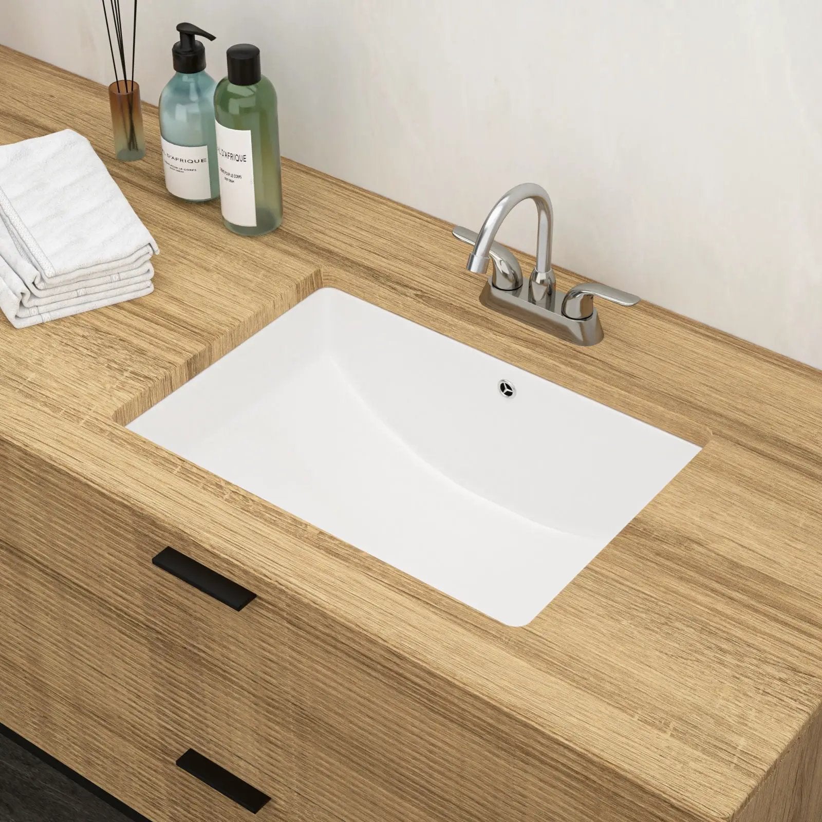 Modern Ceramic Undermount Bathroom Sink With Overflow, High Quality by HouseOfZazla