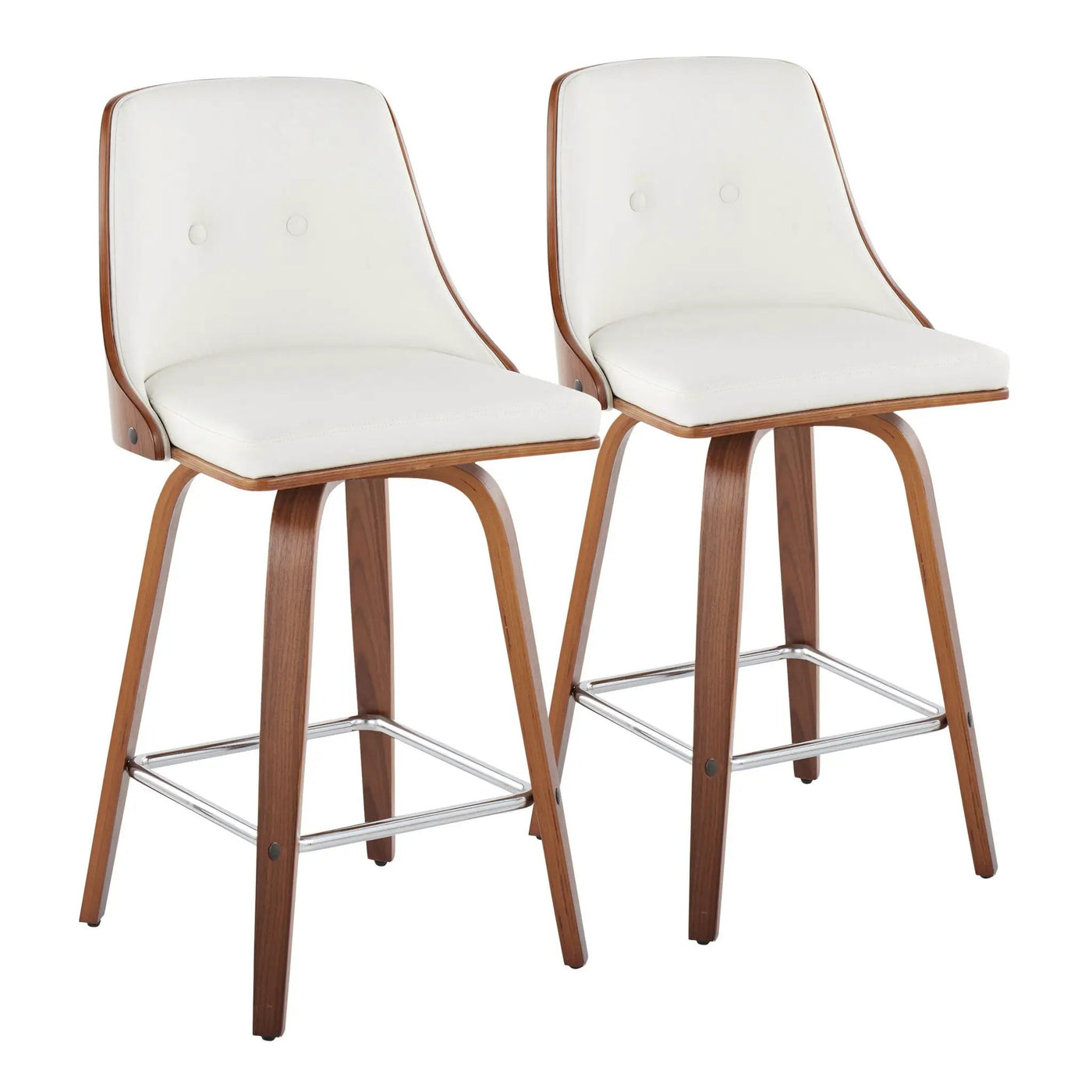 Gianna - Mid Century Modern Fixed Height Counter Stool With Swivel With Square Footrest (Set of 2) by HouseOfZazla