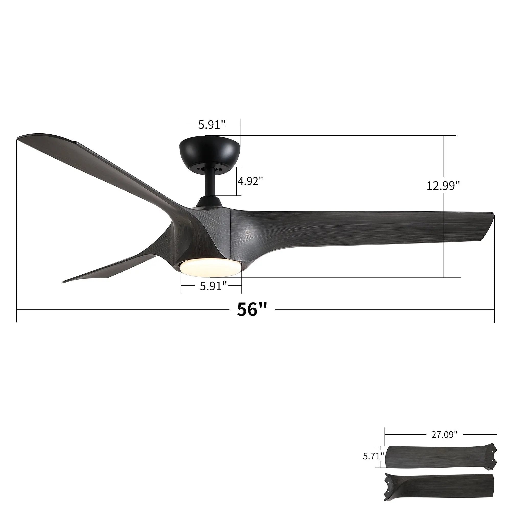 Reversible Quiet Motor Ceiling Fan Light With ABS Blades by HouseOfZazla