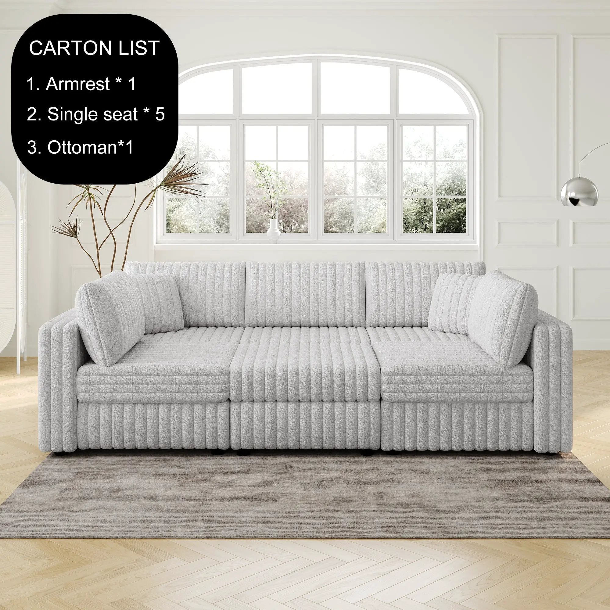 106.3" U-Shaped 6-Person Sofa with Ottoman by HouseOfZazla
