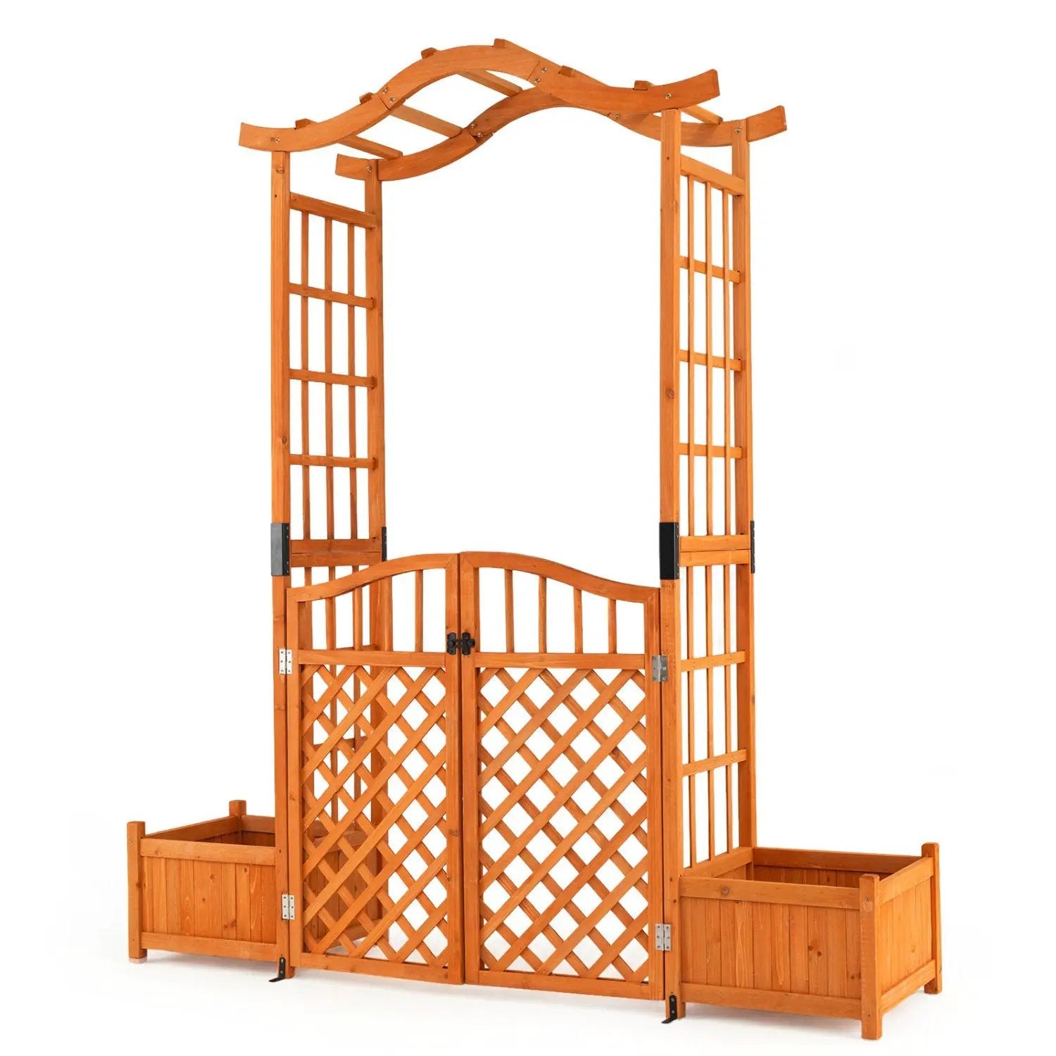 Garden Arbor with Gate and 2 Planter Boxes, 83" Yellow by DirectDeals