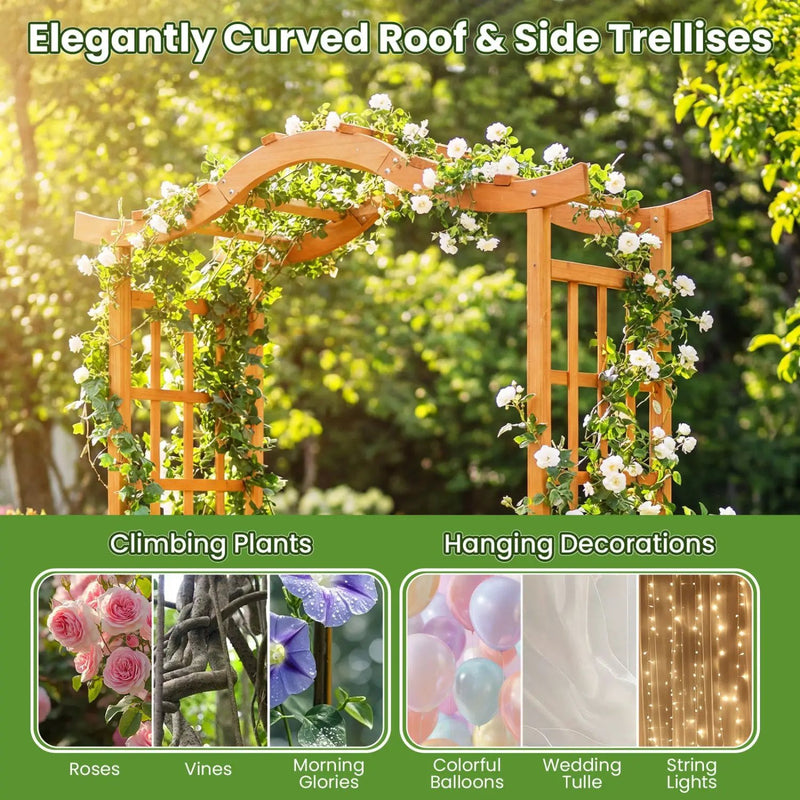 Garden Arbor with Gate and 2 Planter Boxes, 83" Yellow by DirectDeals