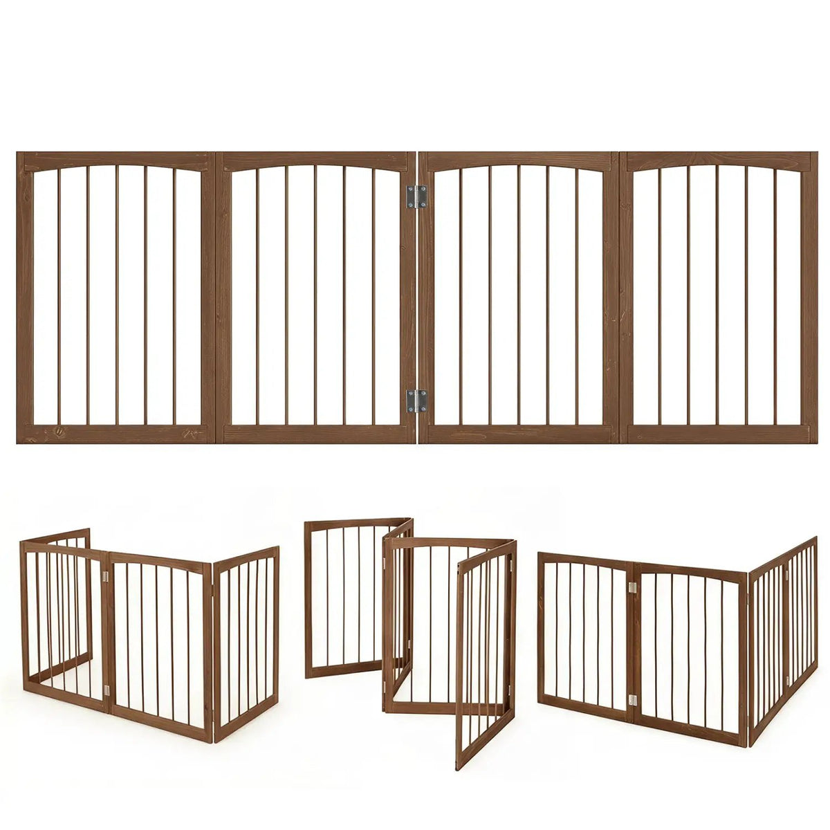 4-Panel Wooden Pet Gate 83" x 30" Freestanding Dog Fence by DirectDeals