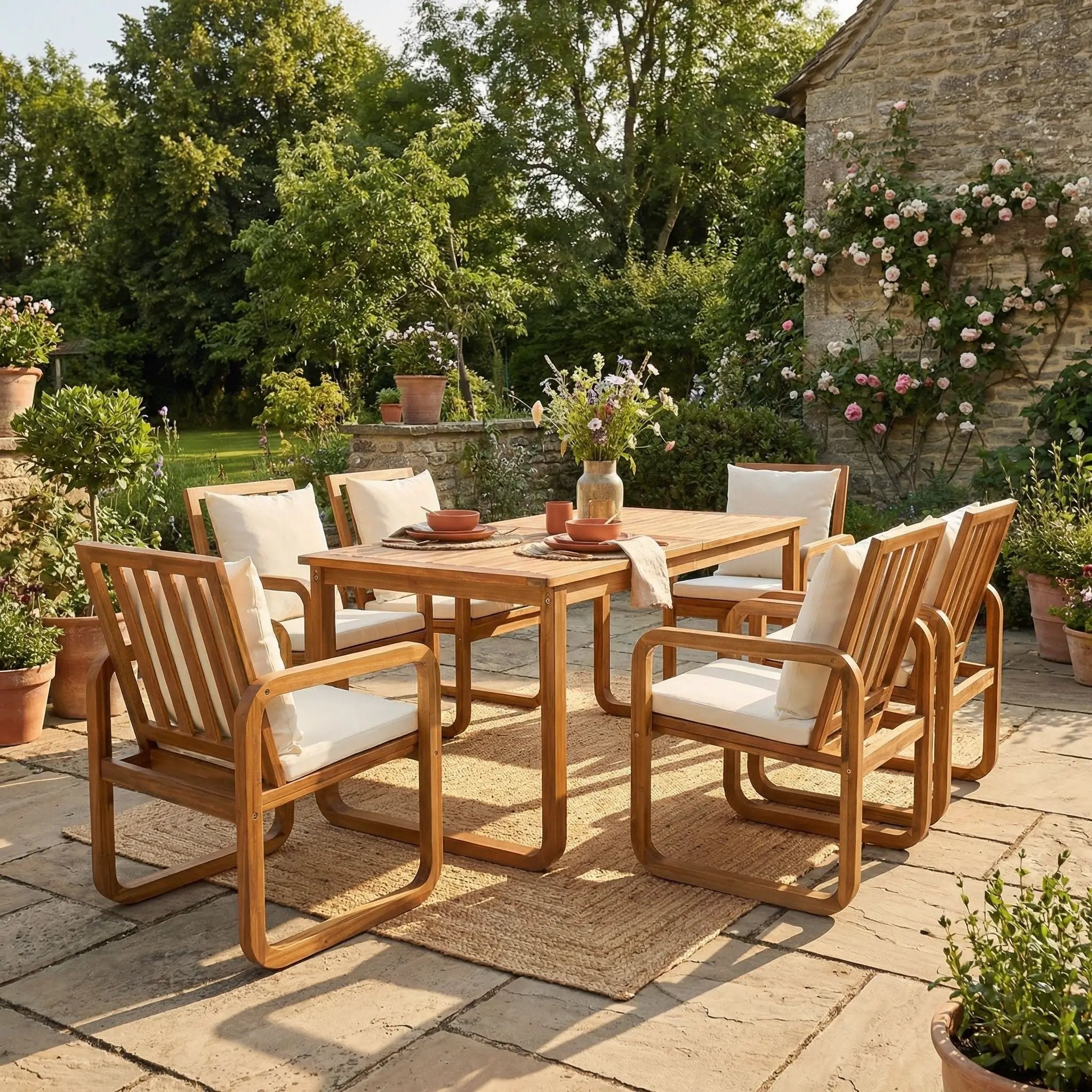 7 Piece Outdoor Patio Dining Set With Removable Cushions by HouseOfZazla