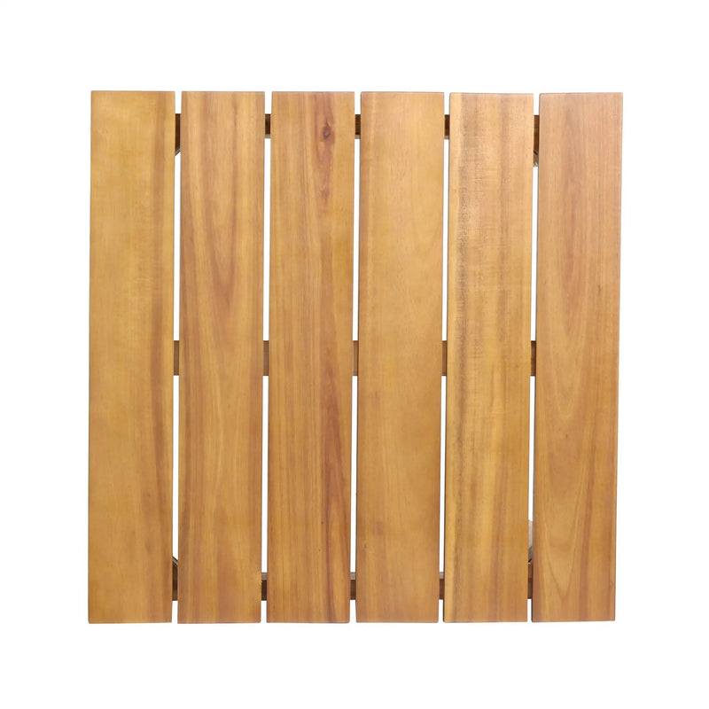 Acacia Wood Outdoor Set: 2 Club Chairs + Rustic Slat Side Table by HouseOfZazla
