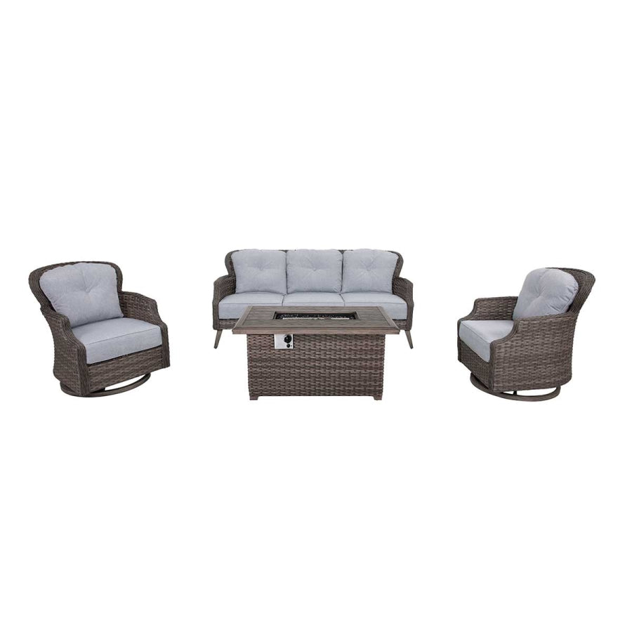 Tenaya 4-Piece Firepit Set with Swivel Rocking Chairs by Outdoor-USA®