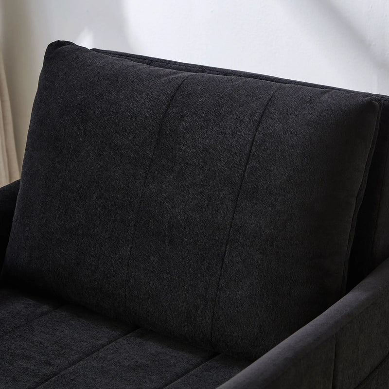 Upholstered Convertible Sleeper Sofa With 5 Position Backrest, Side Pockets, Storage