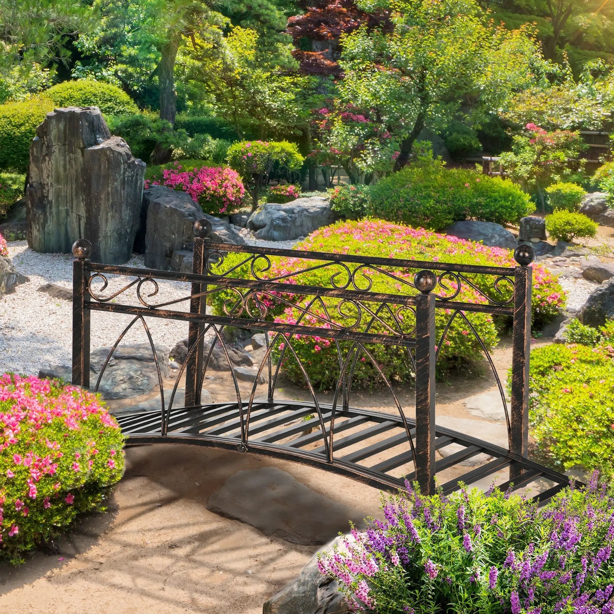 Outsunny Metal Arch Zen Garden Bridge by HouseOfZazla