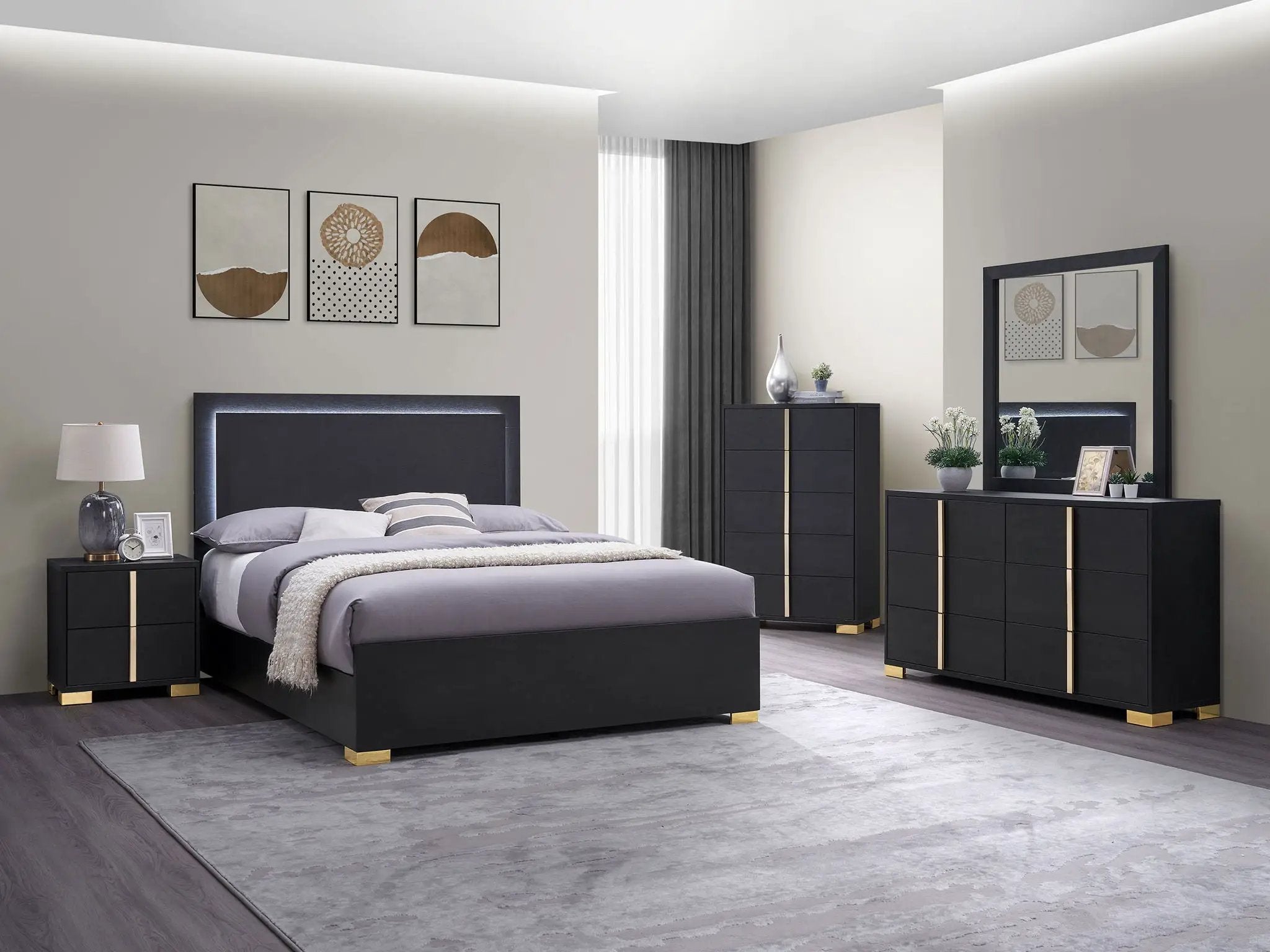 Marceline 5-piece Eastern King Bedroom Set Black by Unique Piece Furniture