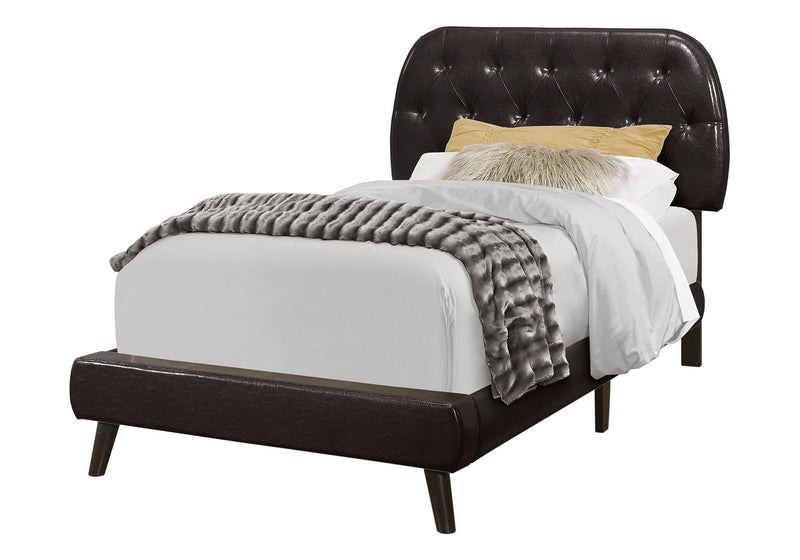 Twin Upholstered Bed with Diamond Tufted Headboard - Dark Brown, photo 3 of 4