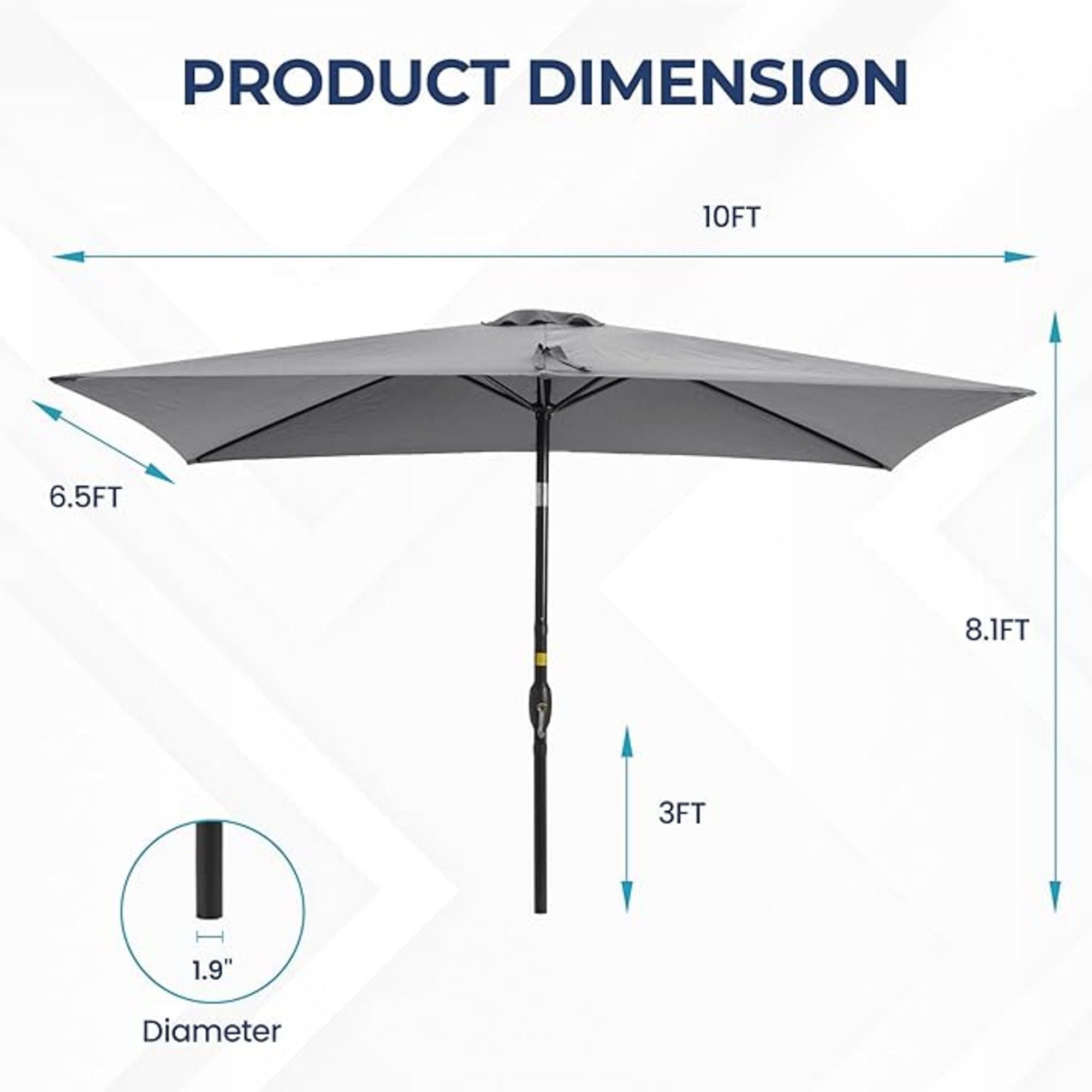 Rectangular Patio Umbrella With Crank Tilt, Polyester UV-Resistant Canopy by HouseOfZazla
