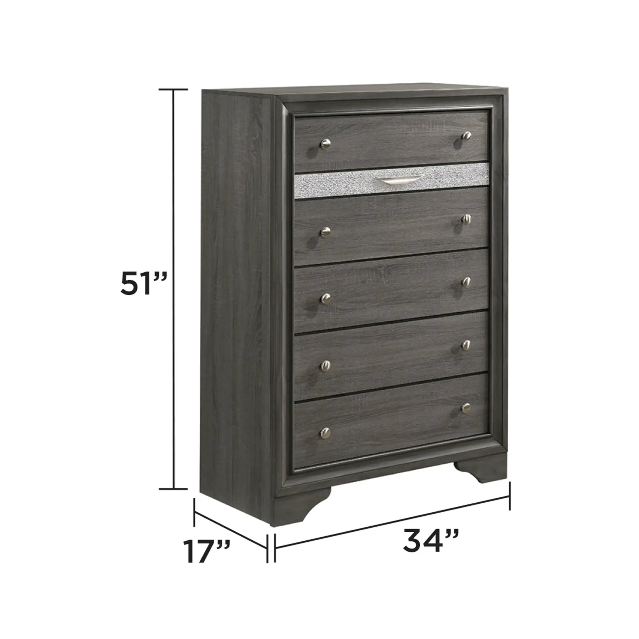 Traditional Queen 5 Piece Storage Bedroom Set in Gray Wood by HouseOfZazla