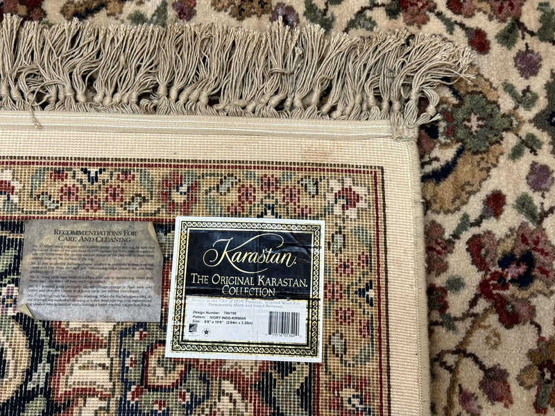 Karastan Rug 8.8 x 10.6 Ivory Indo Kirman #700/706, Wool Original Series by Jewel Rugs
