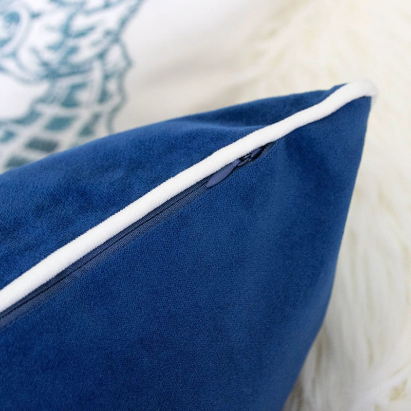 Liz Mermaid Pillow Cover With Matching Back And Hidden Zipper - Indigo by Unique Piece Furniture