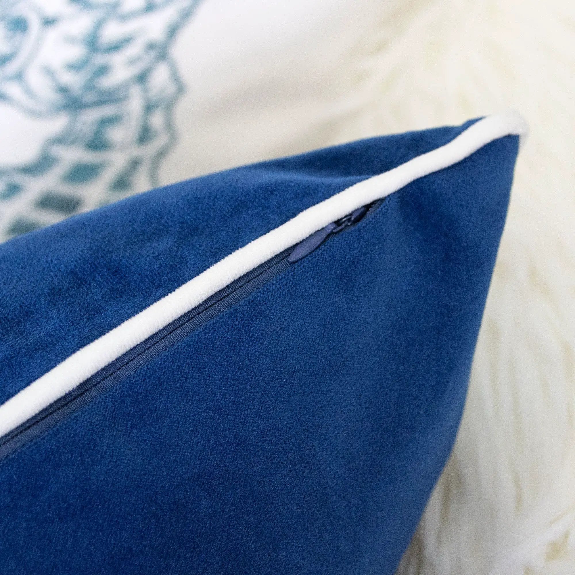 Liz Mermaid Pillow Cover With Matching Back And Hidden Zipper - Indigo by HouseOfZazla