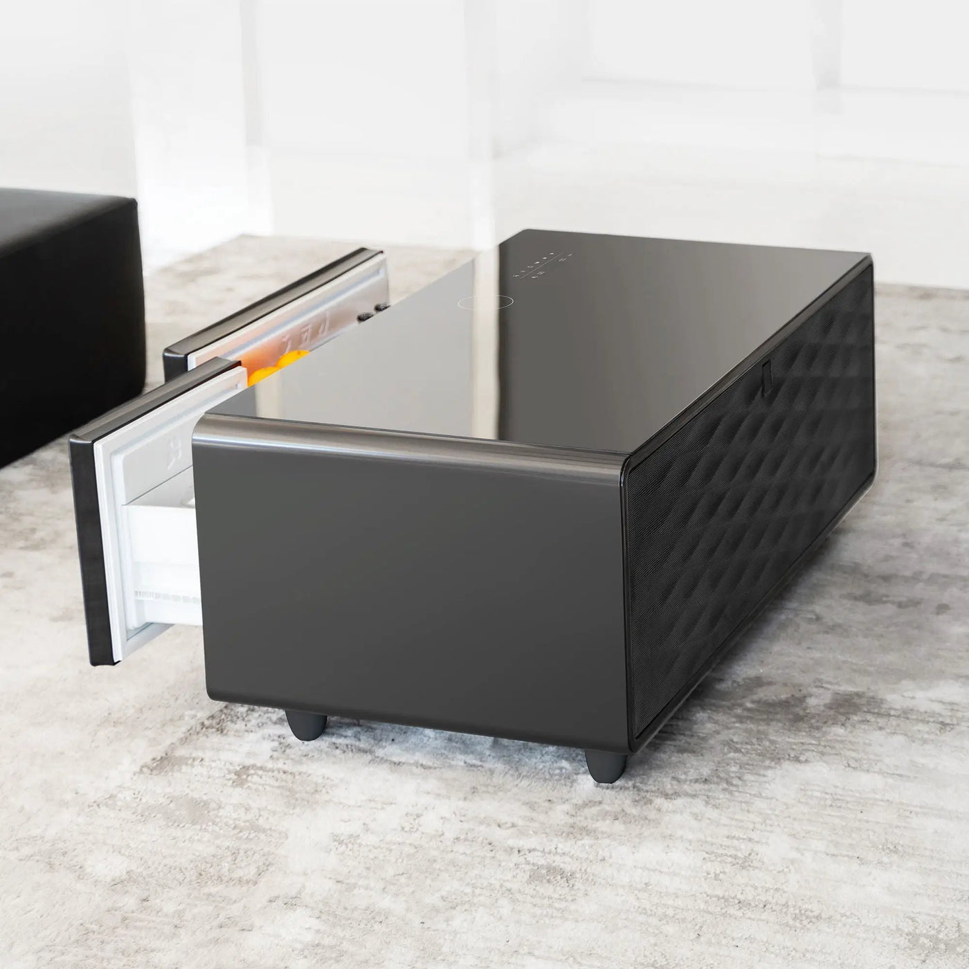 Modern Smart Coffee Table With Built-In Fridge - tooth Speaker, Wireless Charging, Touch Control Panel, USB Interface, Outlet Protection, Atmosphere Light by HouseOfZazla