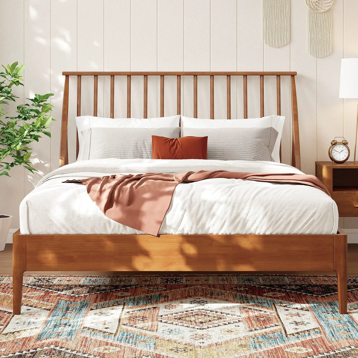 Bohemian Platform Bed With Tall Headboard by HouseOfZazla
