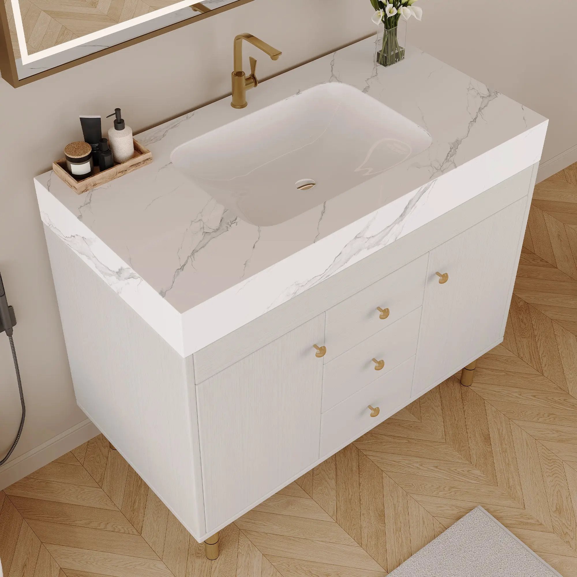 36 in Modern Free-standing Bathroom Vanity with Ceramic Sink & Ample Storage by HouseOfZazla