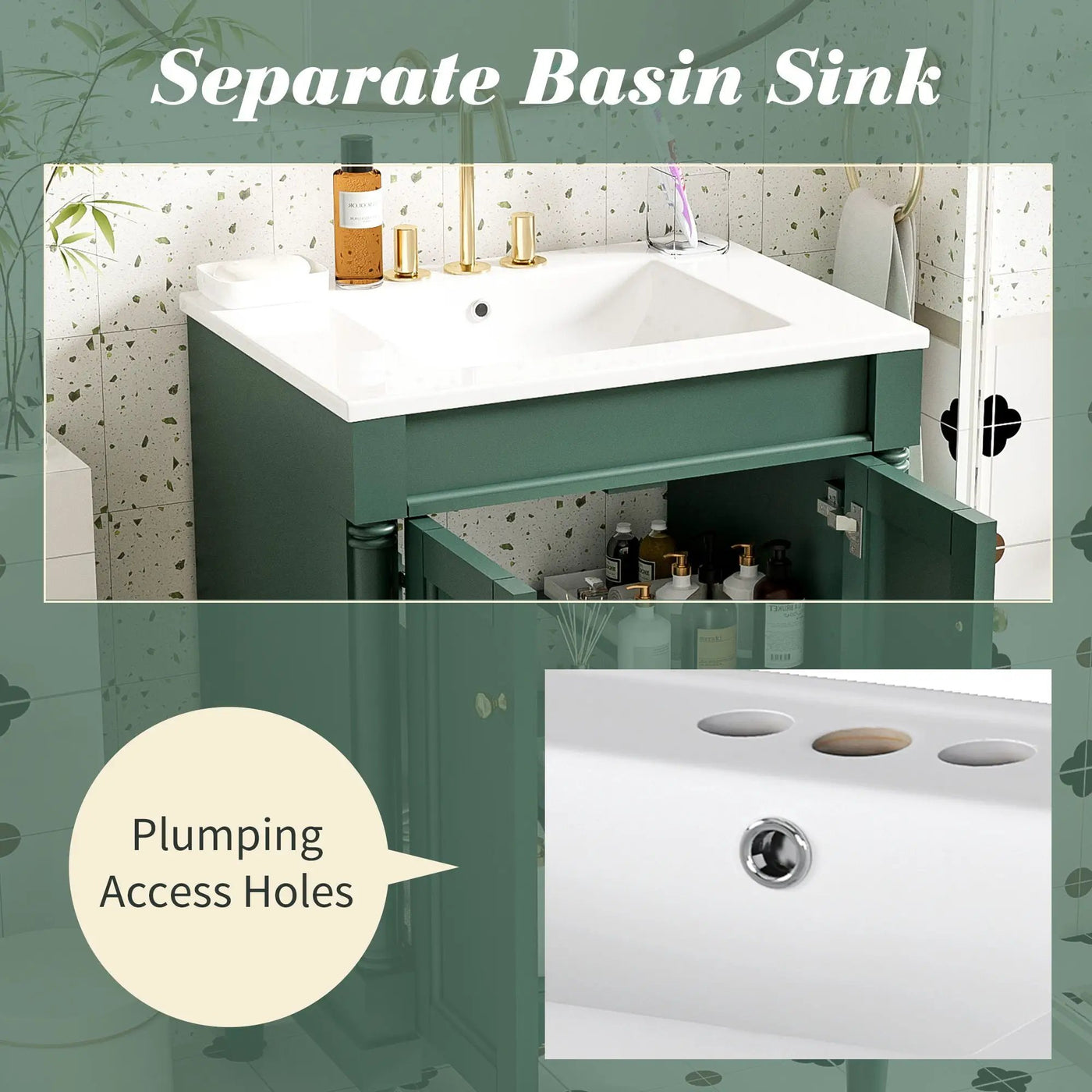 Bathroom Vanity With Top Sink, 2 Tier Storage Cabinet by HouseOfZazla