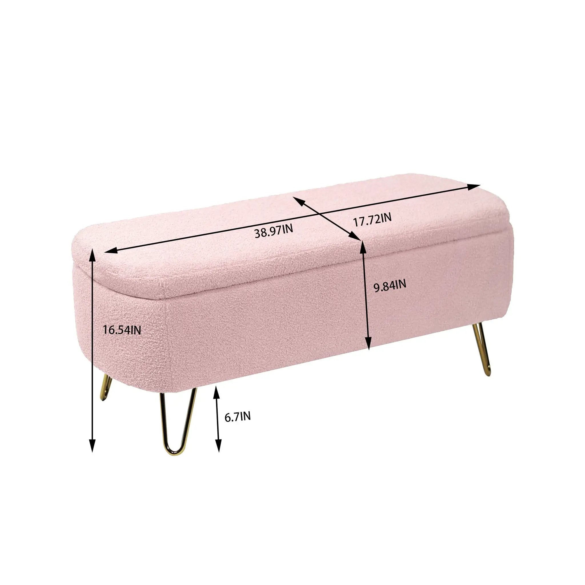 Storage Ottoman Bench For End Of Bed Legs, Modern Camel Faux Fur Entryway Bench Upholstered Padded With Storage For Living Room Bedroom by Unique Piece Furniture