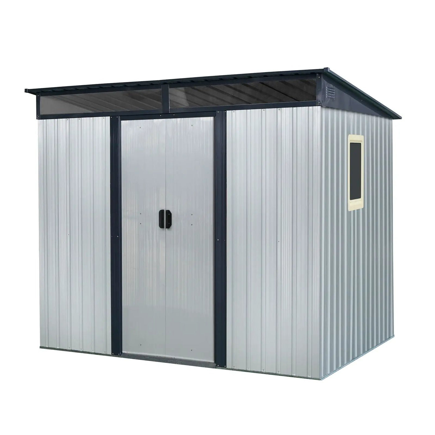 Outdoor Metal Storage Shed With Window And Transparent Plate For Garden, Lawn by HouseOfZazla
