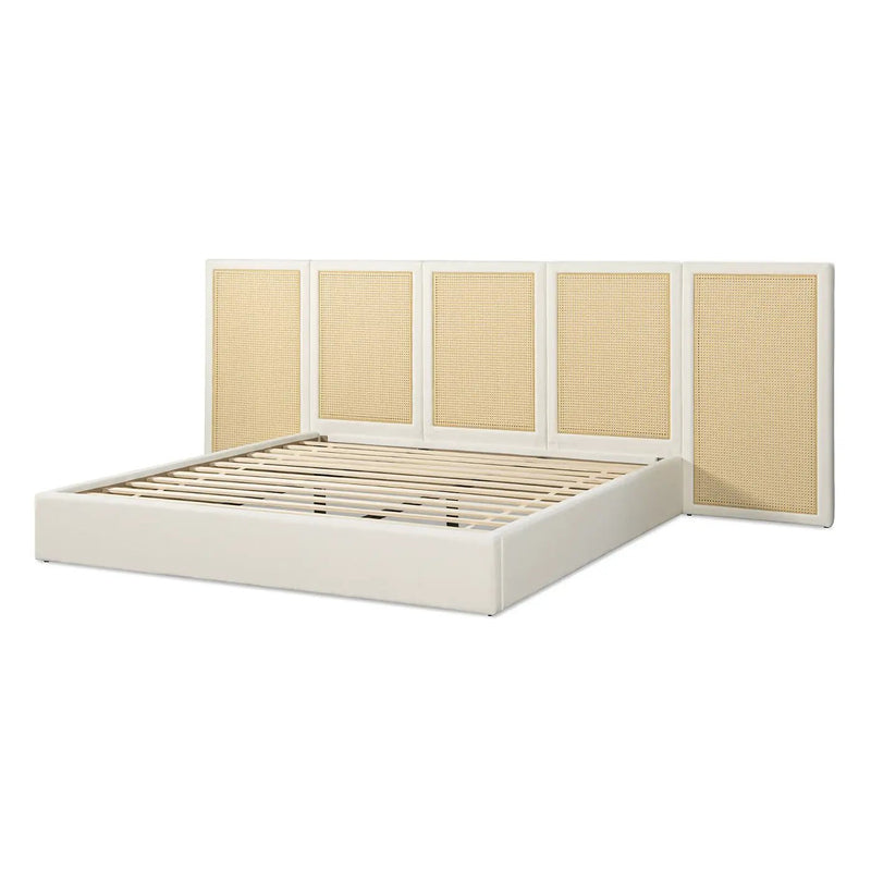 Capri Extended Headboard Cane Platform Bed, Antique by HouseOfZazla
