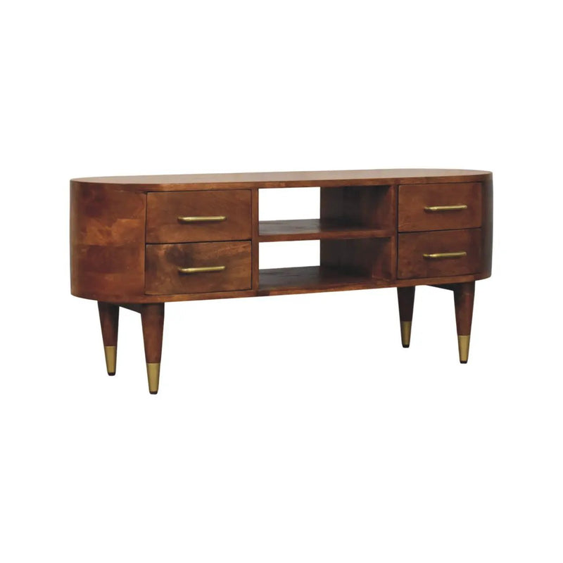 Solid Wood Valenza Curved Media Unit by HouseOfZazla