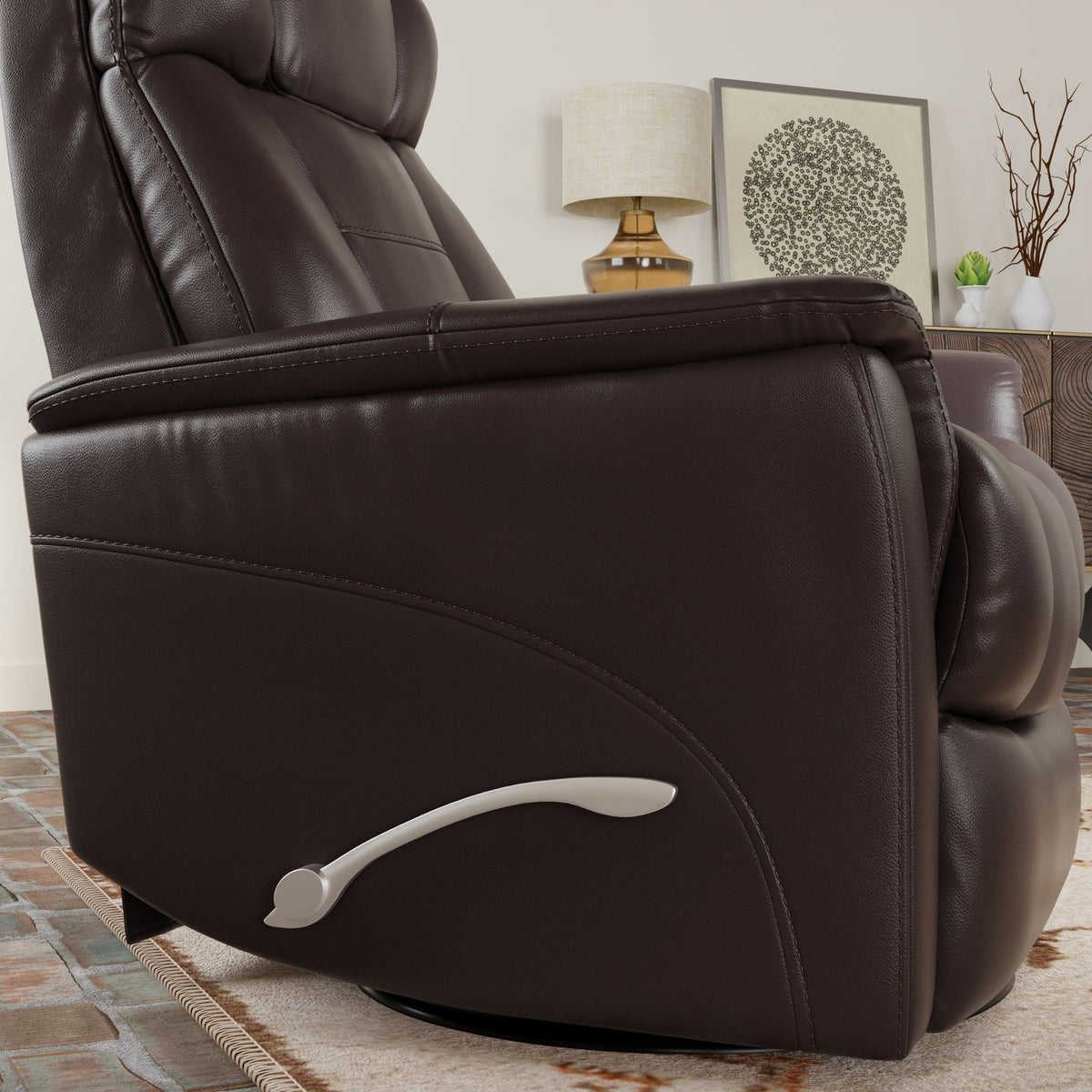 Swivel Glider Recliner with Adjustable Headrest & Footrest - Brown or Beige, photo 14 of 26