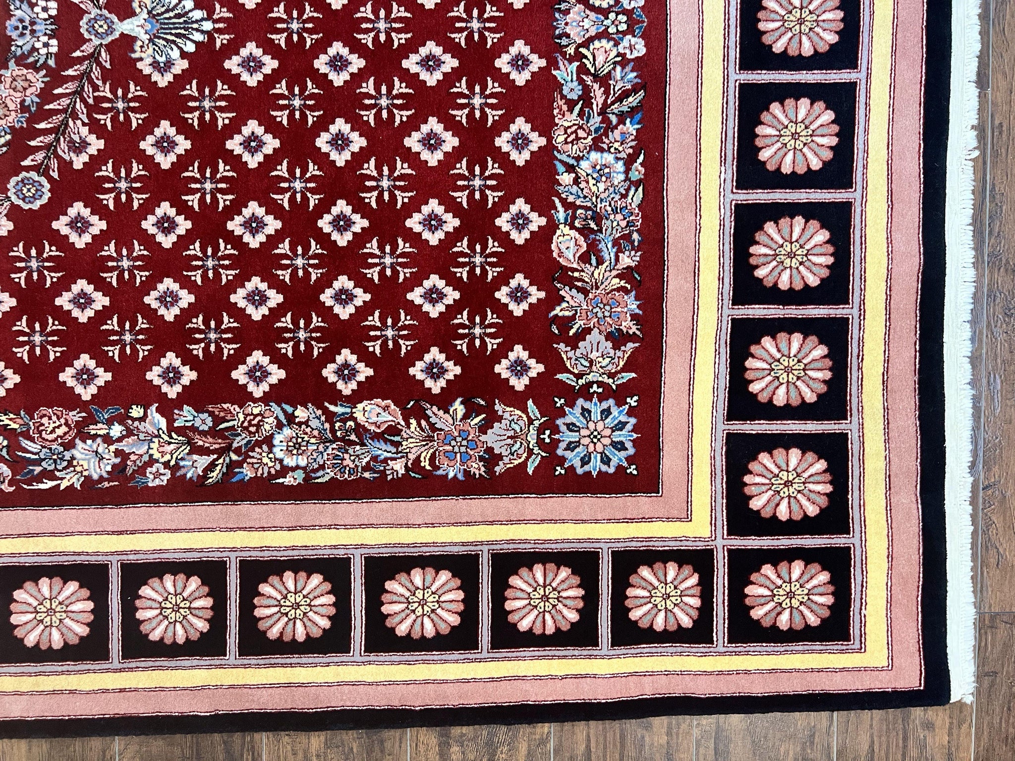 Pakistani Rug 6x9, European Aubusson Design, Wool Handmade Vintage Carpet, Dark Red, 6 x 9 Medium Sized Rug by Jewel Rugs