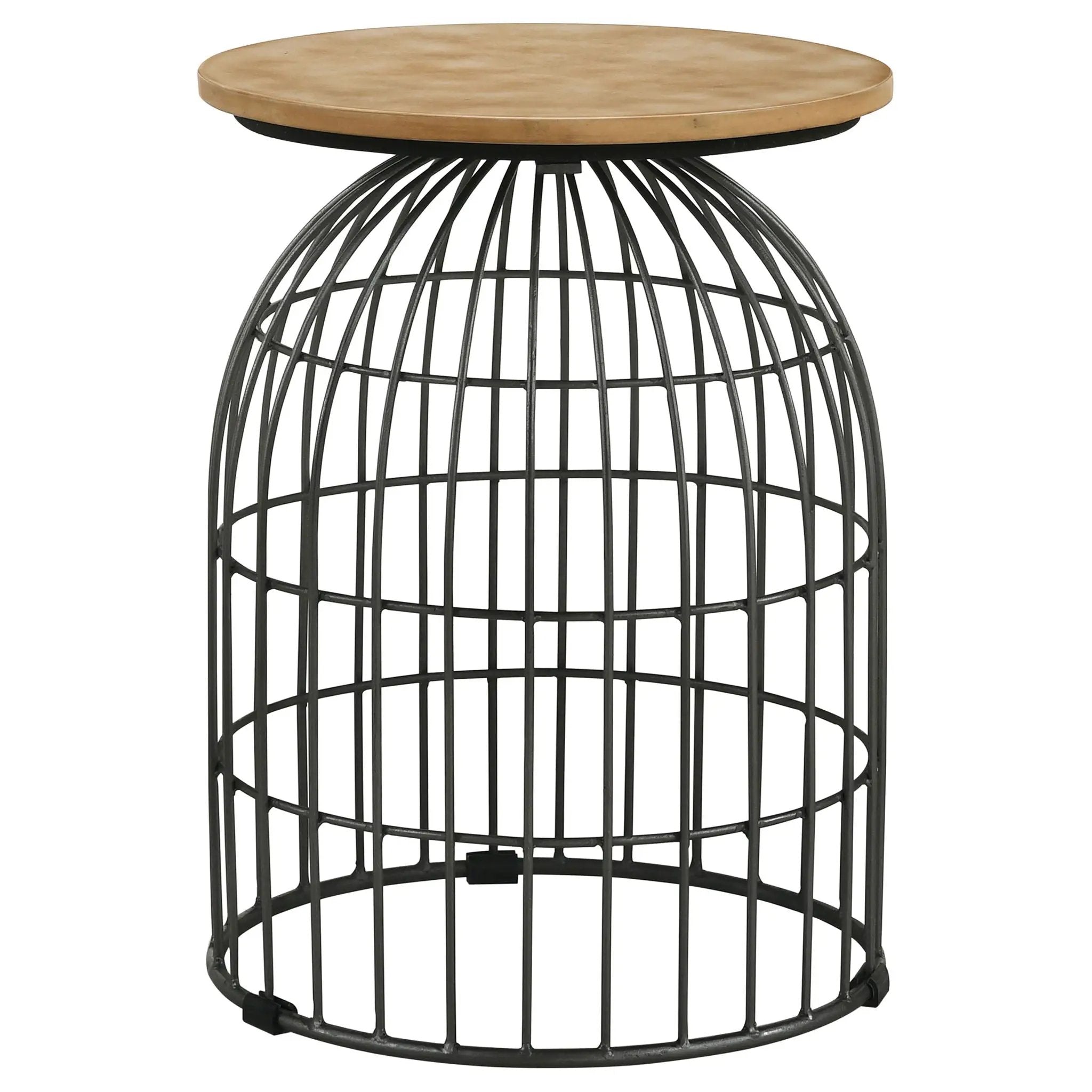 Bernardo Round Wire Frame Side Table Natural and Gunmetal by Unique Piece Furniture