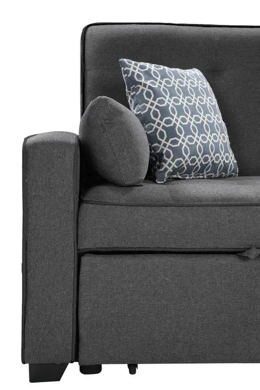 William - Sleeper Sofa With 2 USB Charging Ports And 4 Accent Pillows - Gray by Unique Piece Furniture