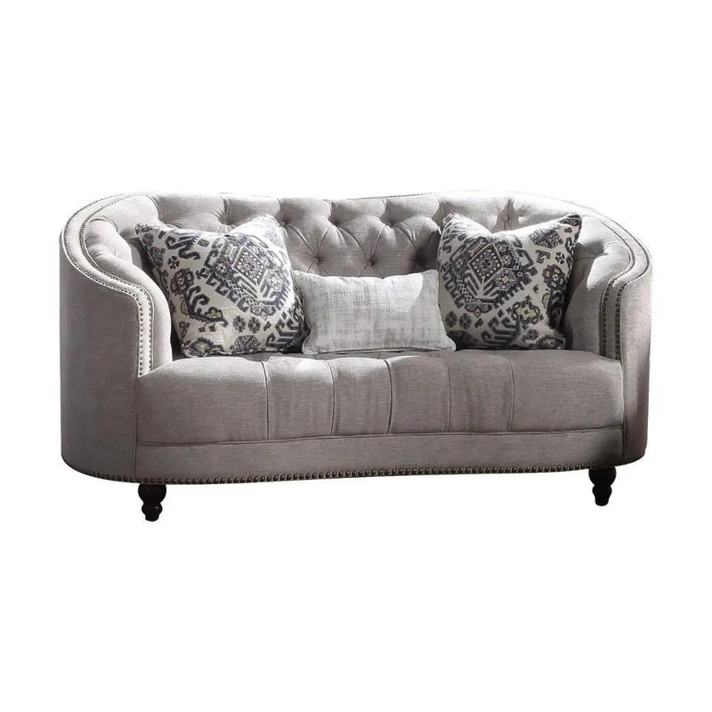 Saira - Loveseat With 3 Pillows - Light Gray Fabric by Unique Piece Furniture