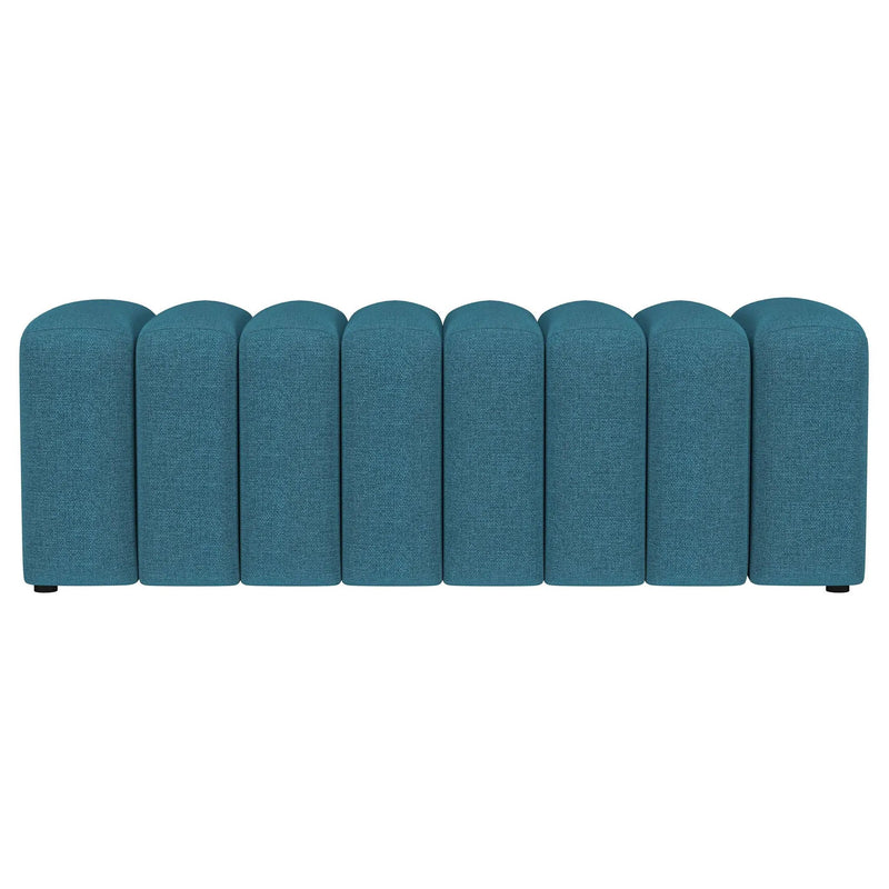 Summer Fabric Upholstered Tufted Accent Bench Peacock Blue by Unique Piece Furniture