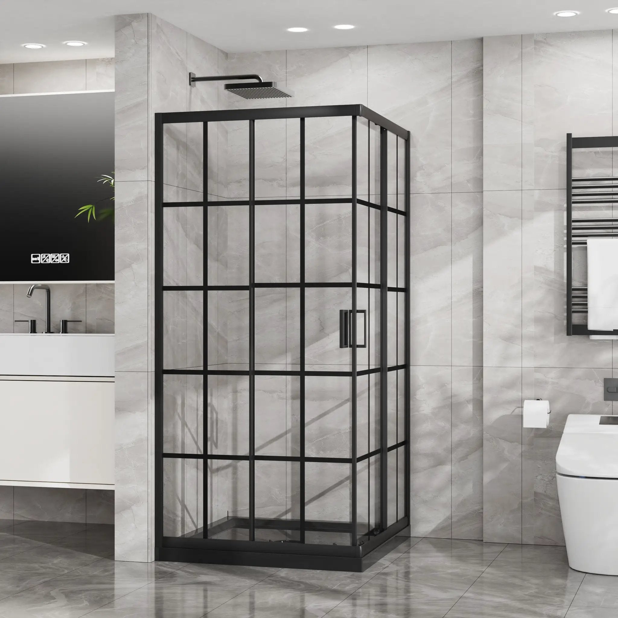 Goodyo Corner Shower Enclosure with Double Sliding Doors by HouseOfZazla