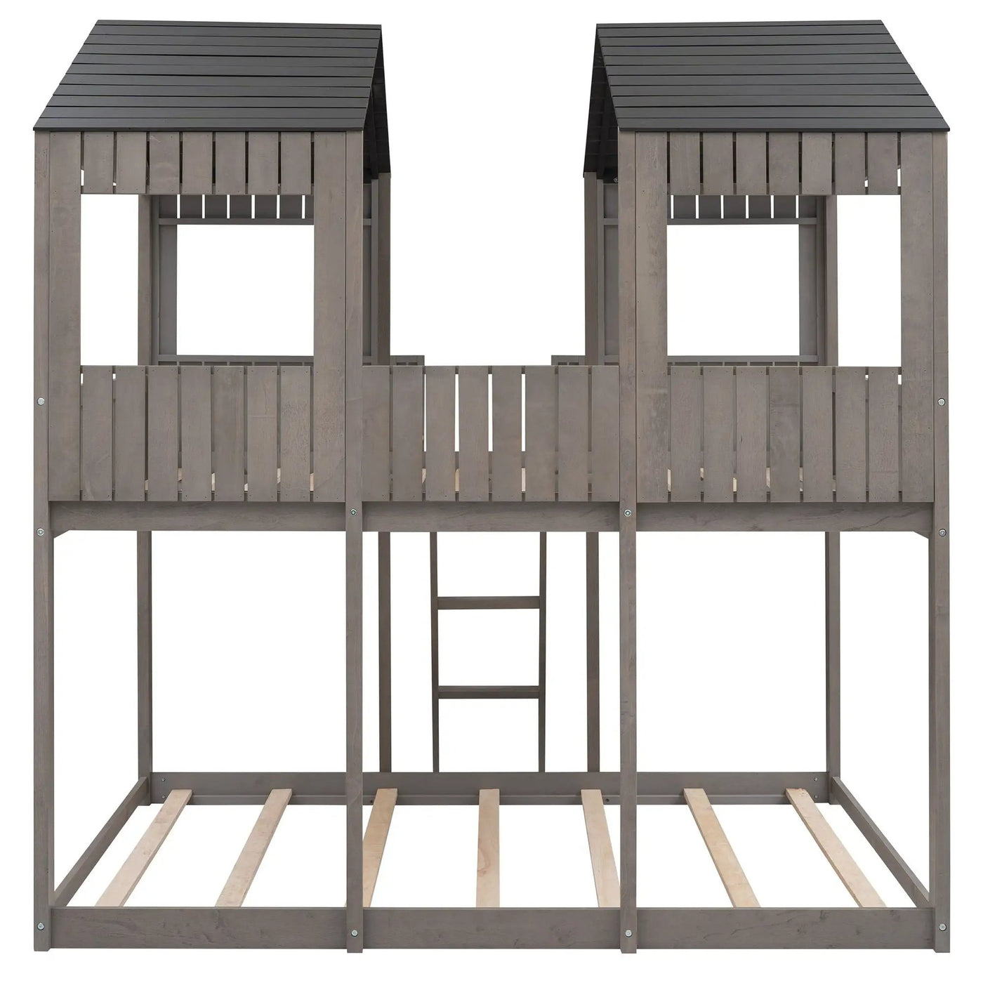 Bunk Bed With Roof, Window, Guardrail, Ladder by Unique Piece Furniture