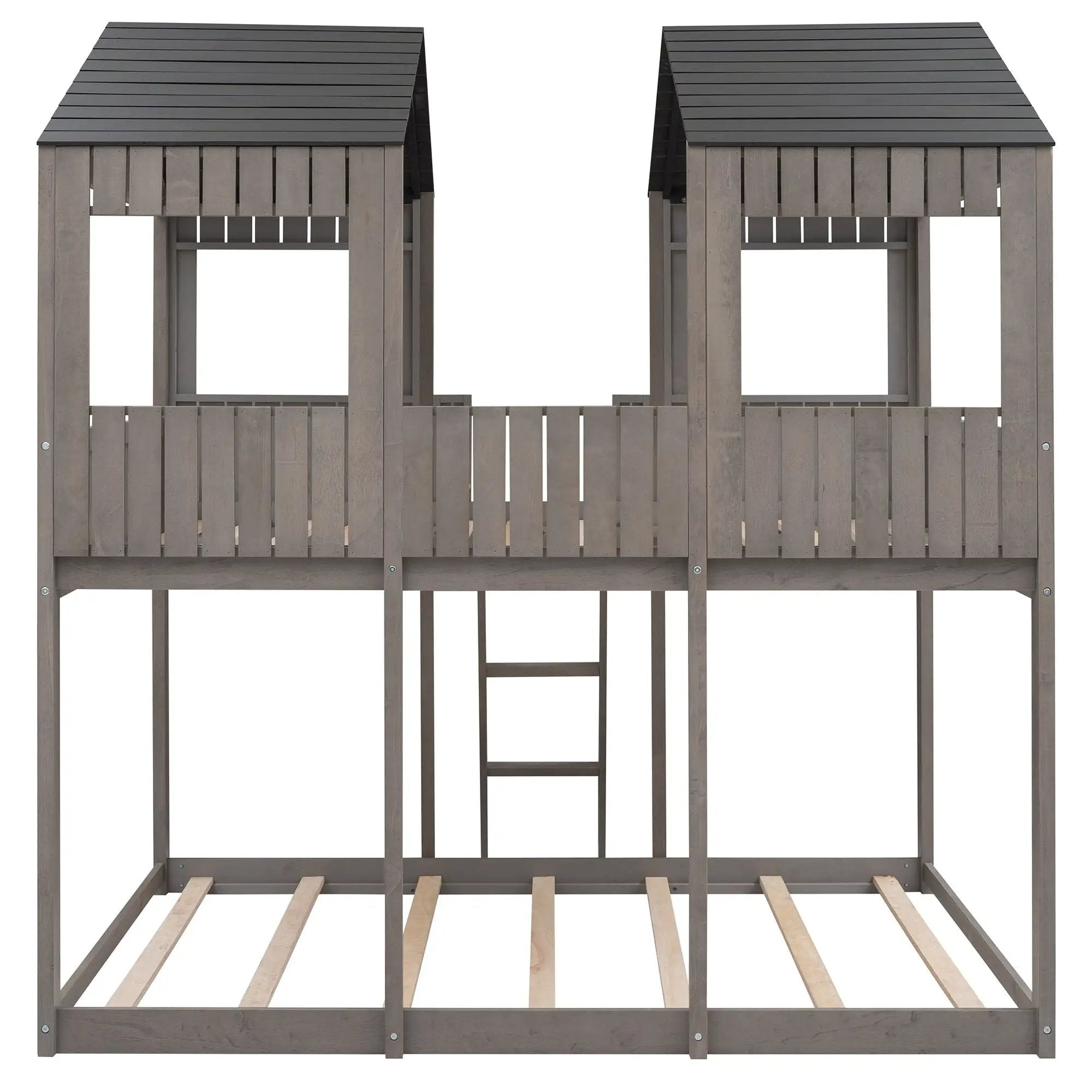 Bunk Bed With Roof, Window, Guardrail, Ladder by Unique Piece Furniture
