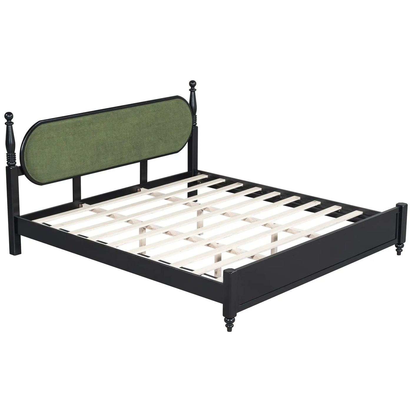 King Bed Frame, Solid Wood Platform with Slats, Modern by HouseOfZazla
