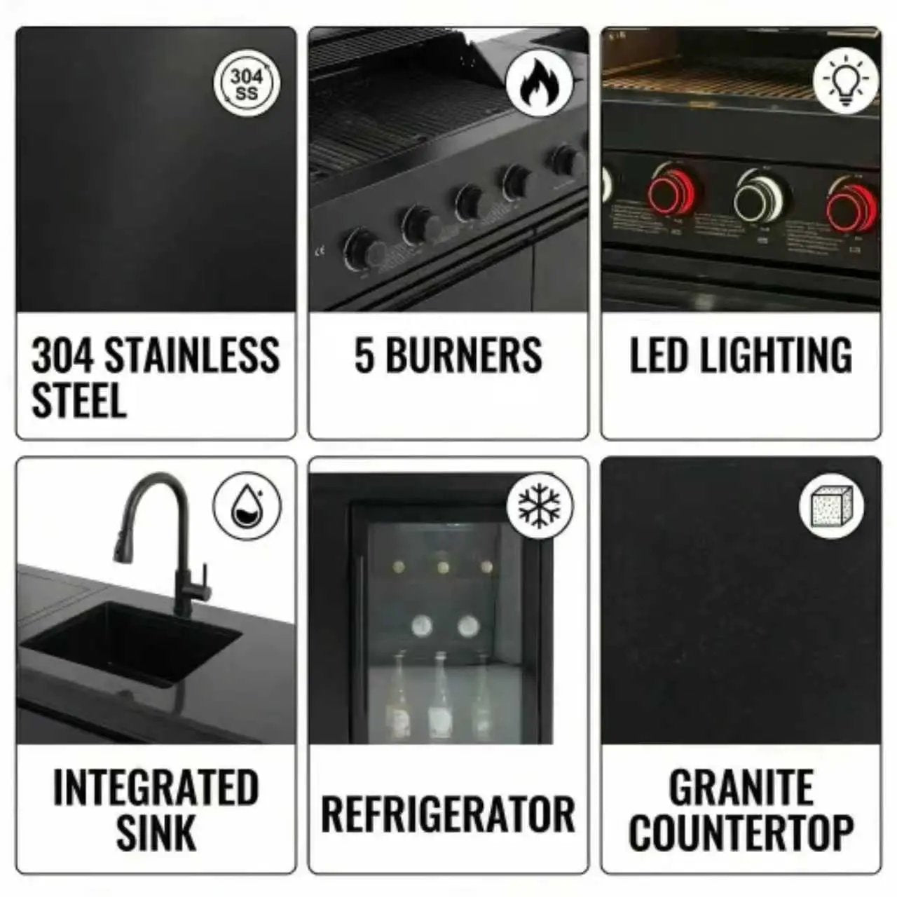 84-Inch Deluxe Stainless Steel Gas Outdoor Kitchen Barbecue Island Grill by HouseOfZazla