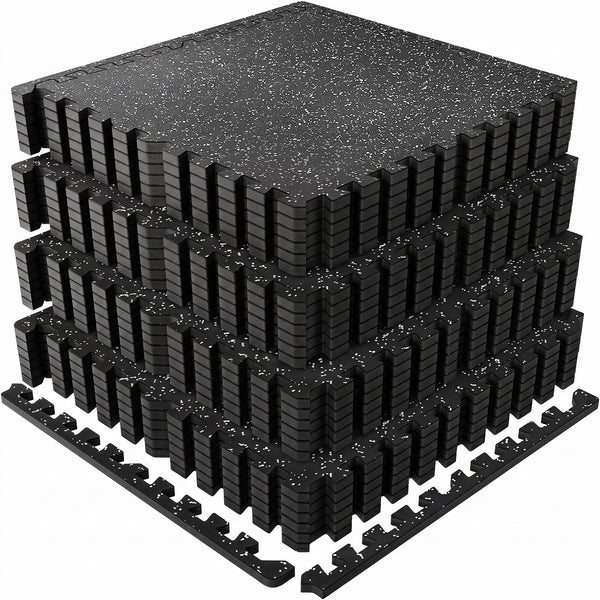 0.6 Inch Thick Gym Floor Mats with EVA Foam - Black